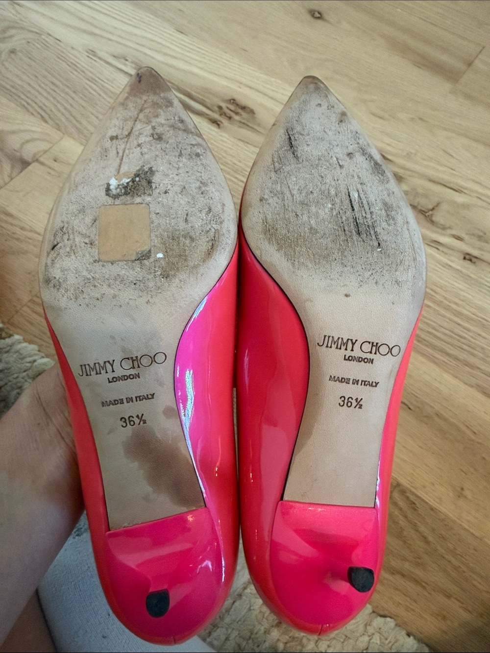 Jimmy Choo Hot Pink Patent Pointed Toe Pumps - Picture 3 of 8